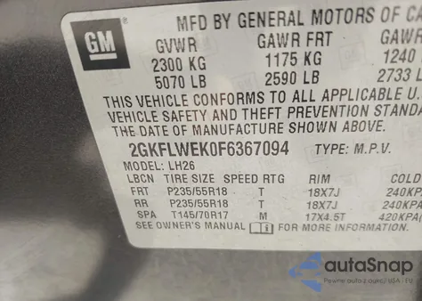 2015 GMC Terrain Sle-2 from USA, damaged, VIN 2GKFLWEK0F6367094